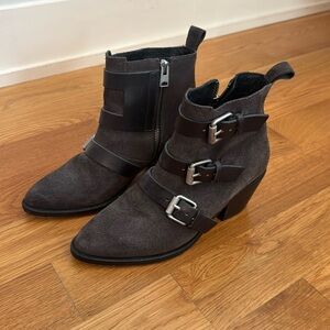 All Saints Leather Buckle Booties, sz 37 (7)